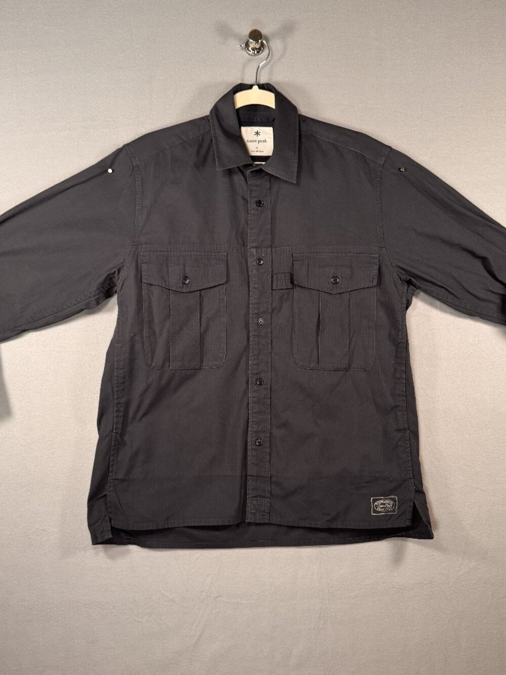 Snow Peak Takibi Light Ripstop Shirt Black Long Sleeve Button Up Size S